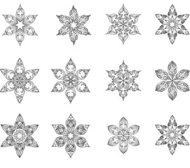 set of silver shine floral designs