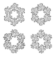 set of silver shiine floral frames and patterns