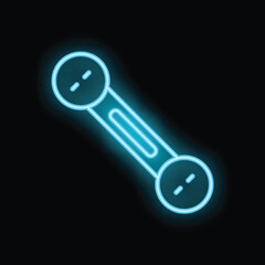 Vibrant blue neon icon depicting a fitness dumbbell, symbolizing strength training and a commitment to physical well being