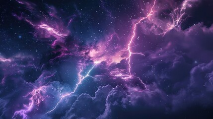 Lightning Storm in the Night Sky