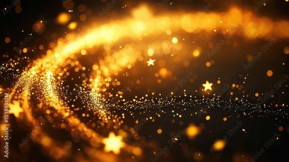 Aufkleber a captivating display of golden spirals and stars intertwines, creating a festive atmosphere with li