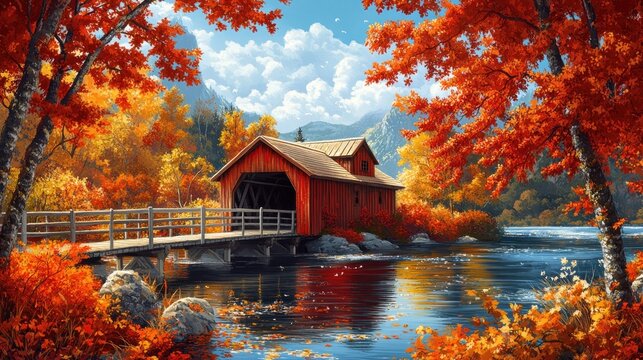 Autumnal Bridge and River