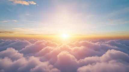 Majestic sunset over the clouds