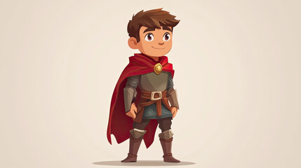 Game character, medieval knight, 2D cartoon style, isolated