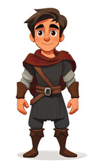 Naklejka premium Game character sheet, medieval knight, 2D cartoon style, isolated