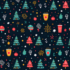 seamless pattern with christmas trees