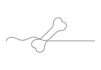 Vector continuous one line drawing of dog bone. Pro vector