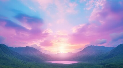 Obraz premium Breathtaking mountain landscape at sunset