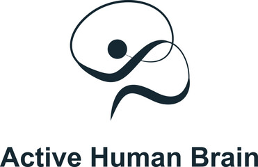 An active human figure with an extended arm that makes outline of brain.