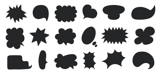 Set of black speech bubbles. Cartoon balloon word design. Vector illustration