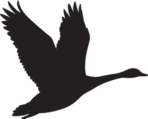 The silhouette of flying swan vector art