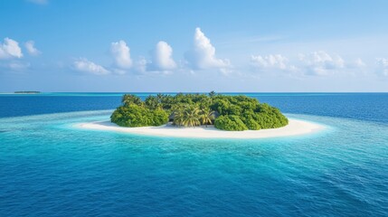 Tropical island paradise with white sand beach and turquoise waters