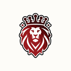 Animal face Lion Logo design flat emblem vector 