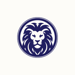 Animal face Lion Logo design flat emblem vector 