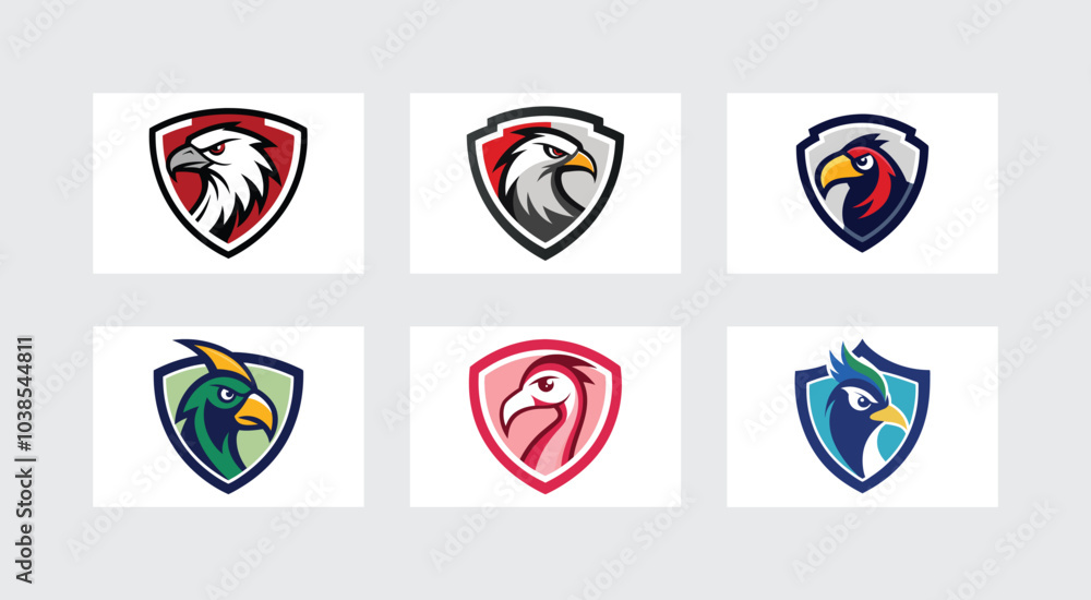 Poster Elegant Bird Shield Logos.