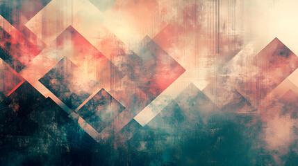 Aged grunge background in geometric shapes.