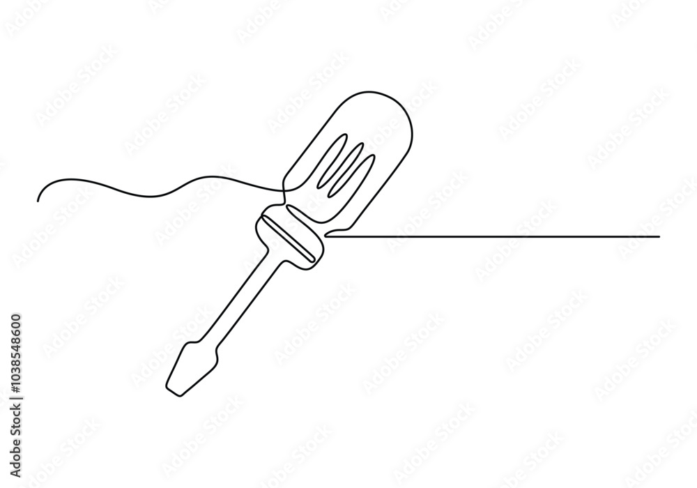 Poster vector continuous one editable line drawing of screwdriver. single line screwdriver icon