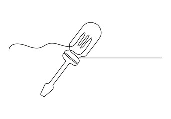 Vector continuous one editable line drawing of screwdriver. Single line screwdriver icon