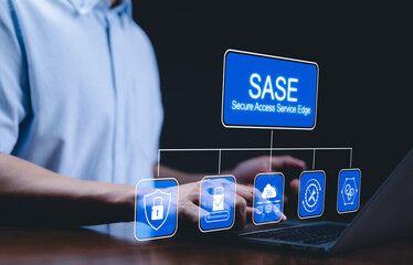 SASE Secure Access Service Edge Technology Concept. Interface SASE, Secure Access Service Edge,...