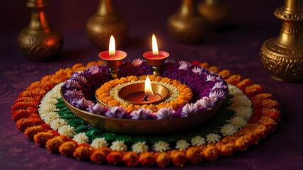Diwali greeting scene with a rich red background, Diwali Generative Ai 568348