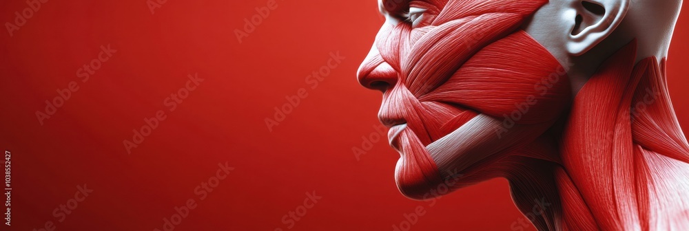 Leinwandbilder Exploring the intricate details of muscle anatomy, showcasing a vivid red and white muscle structure from a close-up perspective. Generative AI