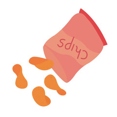 vector snack potato chips poured from the package. hand drawn doodle