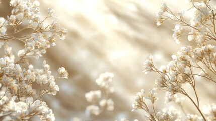 Naklejka premium White flowers with blurred background.