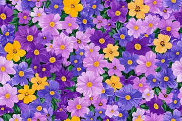 seamless repetitive pattern background of detailed wildflowers in natural colors, botanical accuracy