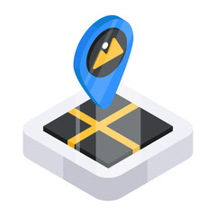 A isometric design icon of gallery location 

