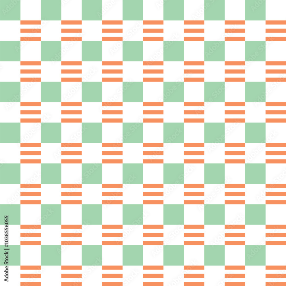 Poster illustration of a check pattern background in a combination of orange and green. pattern graphic use