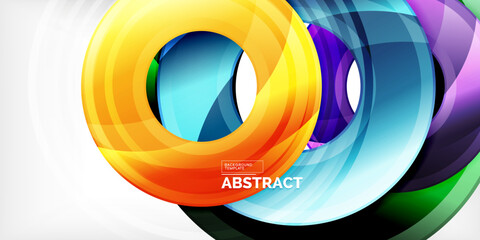 Bright colorful circles with light effects. Abstract background