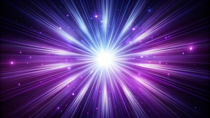 Fototapeta premium Vibrant purple and white light explosion with a radiant center on a dark backdrop, perfect for eye-catching product photography that draws immediate attention.