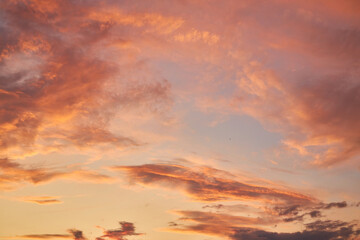 Serene Sunset Sky with Fiery Clouds