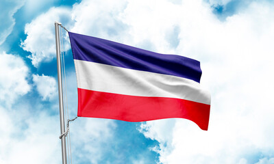 Los Altos flag waving on sky background. 3D Rendering