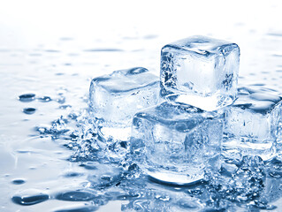 Crystal clear ice cubes illustration background
