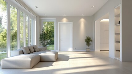 Fototapeta premium Modern Bright Living Room with Natural Light