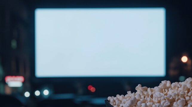 Cinema experience with popcorn and bright movie theater marquee for black friday advertisements