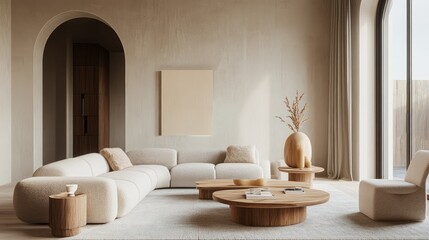 Fototapeta premium Modern Minimalist Living Room Interior Design