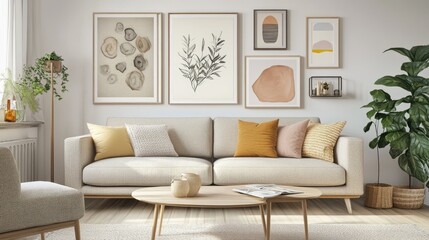 Modern Living Room with Art and Plants
