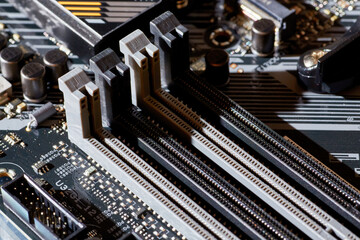 RAM Slots on a Motherboard Close-up