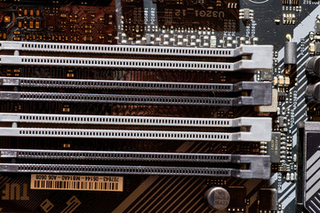 RAM Slots on a Motherboard Close-up