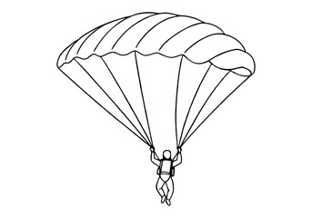 One Line Art of a Parachute with a Skydiver – Adventure Theme Vector