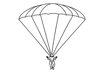 One Line Art of a Parachute with a Skydiver – Adventure Theme Vector