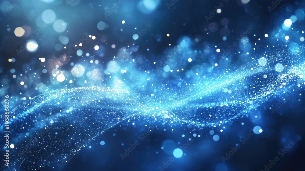 Poster abstract background featuring light trails and sparkling particles, evoking energy and a futuristic 