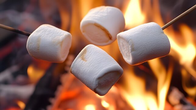 Marshmallows Roasting Over a Campfire