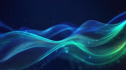Fototapeta premium Abstract glowing blue and green lines on a sleek, futuristic background, representing cutting-edge scientific or medical technology.