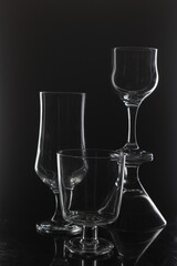 wine glass on black