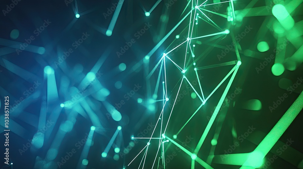 Aufkleber high-tech glowing lines and shapes in blue and green, creating an abstract futuristic background for
