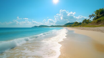 Obraz premium Stunning Tropical Beach with Crystal Clear Waters