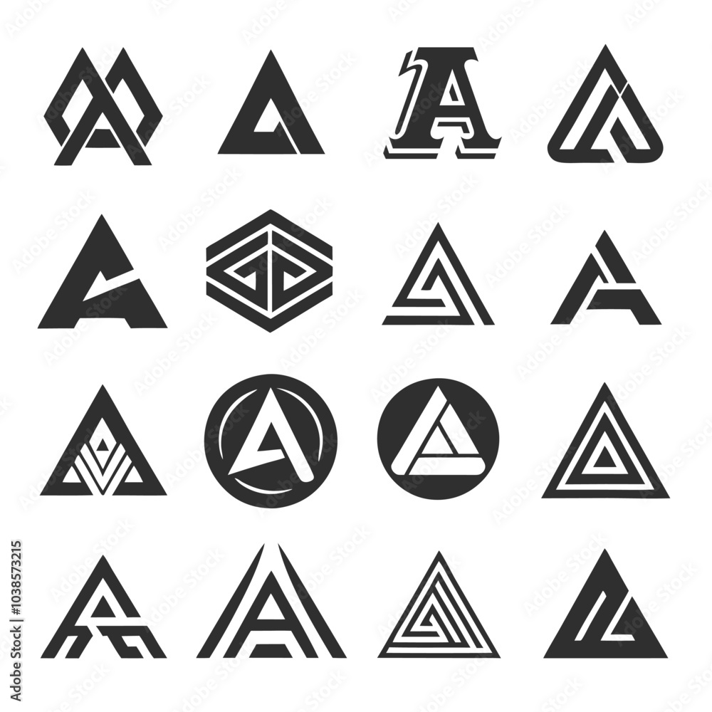 Poster abstract 'a' logos bundle unique vector designs with minimalist style